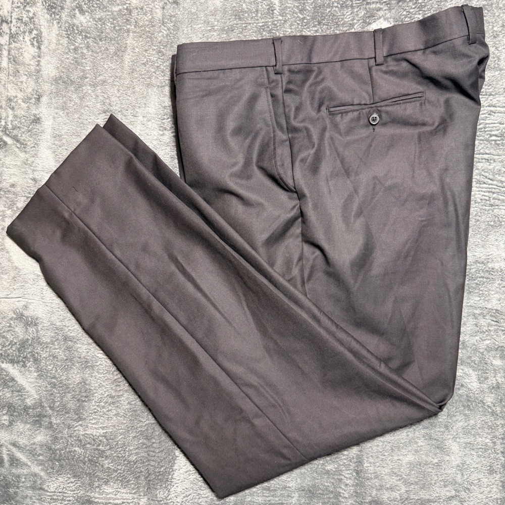 Joseph Abboud Dress Pants Men 54X/48L‎ Black 100% Wool Flat Front Trousers